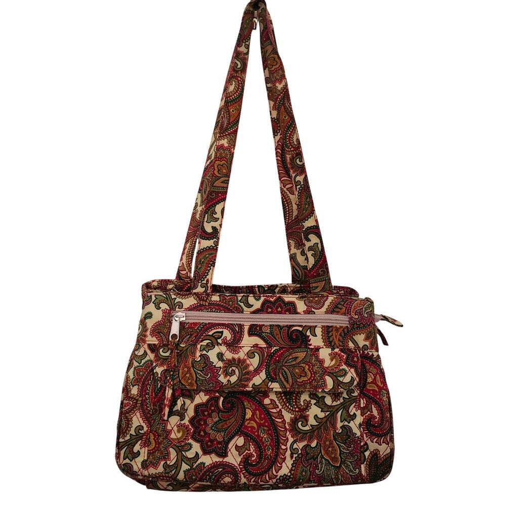 Quilted Paisley Multiple Pocket Shoulder Bag